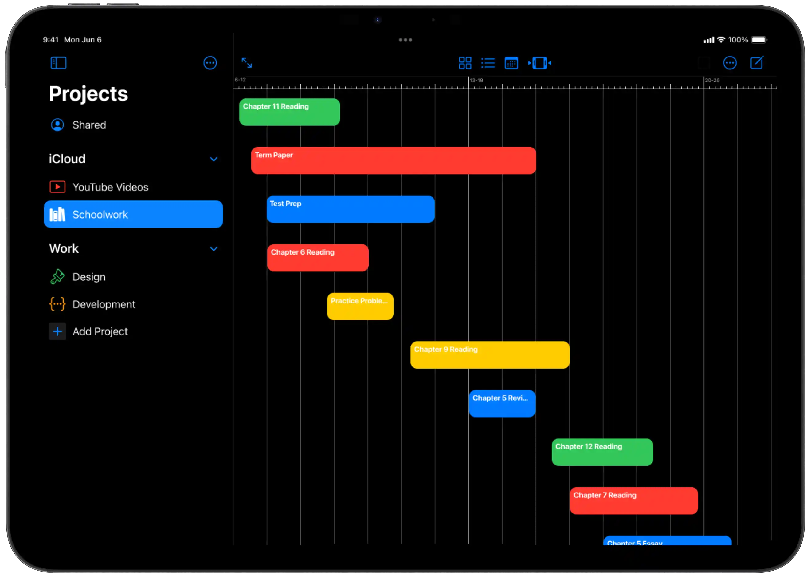 Mockup for the Projects for iPad App